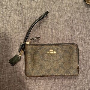 Coach Black and Brown Signature Wristlet